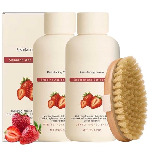 2Pcs Strawberry Skin Treatment,Strawberry Legs Resurfacing Cream For Women,Advanced Triple-Acid Complex,Helps Reduce Chicken Ski