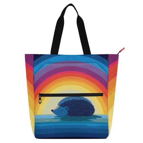 Bolsa para libros infantil y de adultos con cremallera y estampado de arco iris