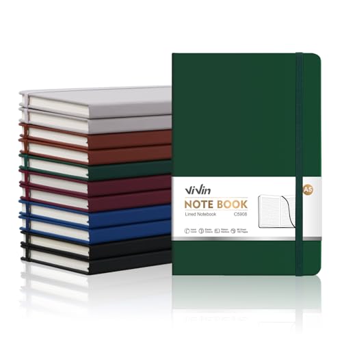 ViVin Lined Journal Notebooks for Work,192 Pages,5.5 x 8.3 inch,College Ruled,A5 Hardcover Journaling Notebooks for Writing,12 Pack Bulk