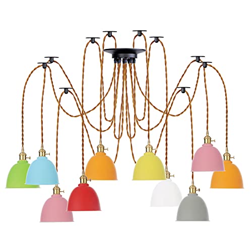 Lampe araignée de plafond réglable lustre métal vintage 10-14 lumières