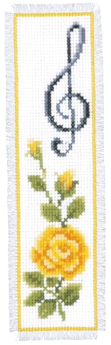 Image of Vervaco Cross Stitch Bookmark, Multi-Colour (Rose & Treble Clef)
