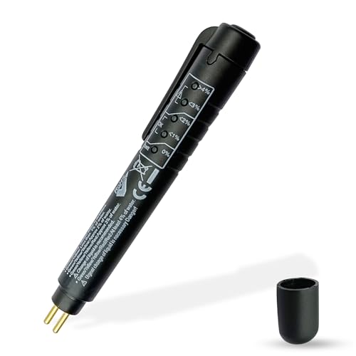 Car Brake Fluid Liquid Tester Pen, DOT 3 DOT 4 DOT 5.1 Brake Fluid Liquid Tester Pen, Auto Diagnostic Testing Tool, Oil Moisture Analyzer with 5 LED Indicators, Universal for Most Vehicles