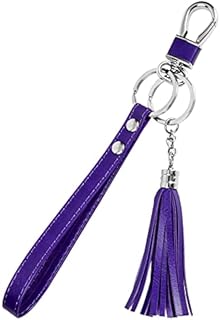 Teskyer Wristlet Strap for Key, Hand Wrist Lanyard Key Chain Holder with Tassel and Flat Alloy Key Rings