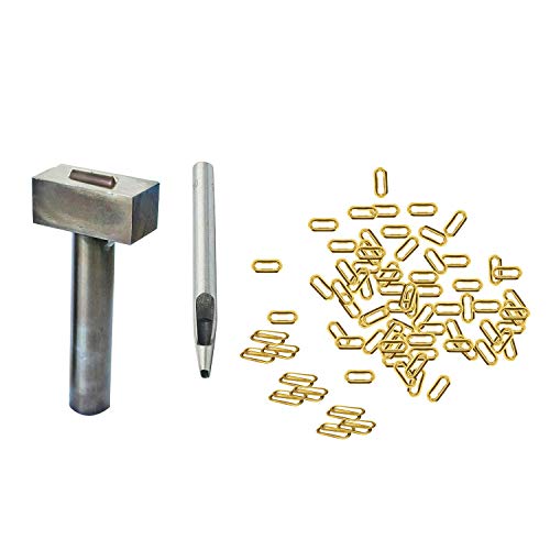 Trimming Shop Oval Eyelets with Washers Brass Rust-Proof Durable Grommets for DIY Leathercraft, Bags, Clothing, Belts, Purses Decoration (10mm, Gold, 100pcs)