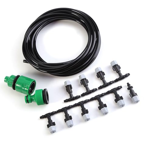 kit irrigazione automatico a goccia con timer, microirrigazione per giardino, tubo 4/7mm, ugelli nebulizzatori, per piante esterno e serre