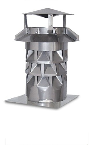 Nischenmarkt Schornsteinhaube/Kaminabdeckung/Schornsteinabdeckung Windkat V2A DN 150 mit Grundplatte + Silikon Cover