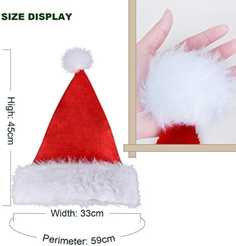 CENXINY Christmas Hats for Adult Kids, 2 Packs Thickened Santa Hat (33X45CM) Traditional Red and White for Christmas Costume Party Holiday Event