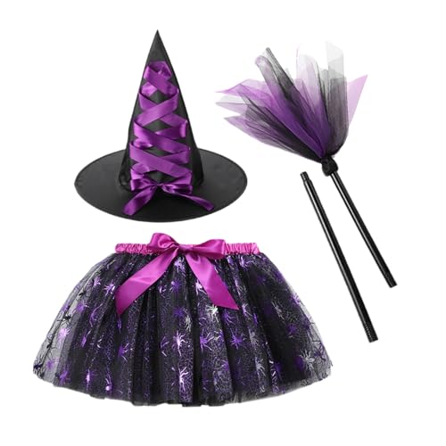 Halloween Niñas - Halloween Niños Bruja Traje Traje Conjunto,Traje de Fiesta Ajustable Para Cosplay Carnaval Cumpleaños Fiesta De Carnaval