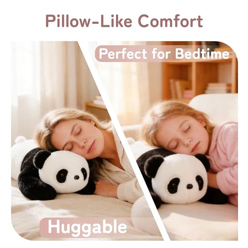 Image of Niuniu Daddy 3.3 lbs 20 inch Weighted Panda Stuffed Animals for Kids & Adults, Soft Sensory Comfort Plush Toy for Sleeping, Cute Lying Lap Pad Pillow for Huggable Gift