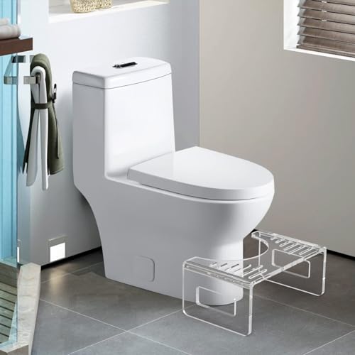 Acrylic Toilet Stool Squat Adult Squat Potty Clear Poop Stool for Bathroom,7 inches Toilet Step Stool Squatting Heavy Duty Non-Slip Bathroom Toilet Foot Feet Stool for Men & Women