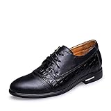  Spades & Clubs Elegante Schuhe, Herren, 6,1 cm hoher versteckter Absatz, echtes Krokoleder, für Hochzeiten/ formale Anlässe, schwarz - schwarz - Größe: 40 2/3 EU
