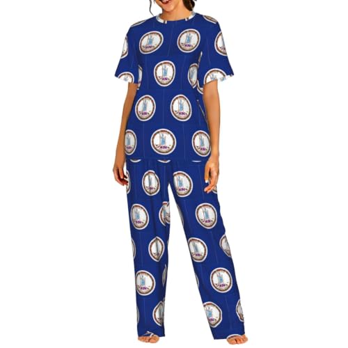 Pyjama 2 pièces femme manches courtes imprimé Virginie pour vos soirées cocooning