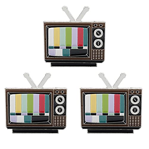 Image of SaiDian 3Pcs TV Pin Multicolor 90'S Fashion Retro Rainbow Bars Brooch Enamel Lapel Badge