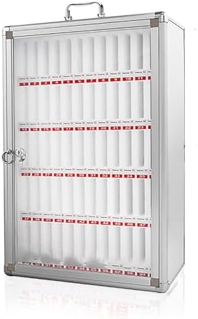 Lockable Cell Phone Storage Cabinet - Secure Jail Lock Box for Classroom, Office, Family Time & Parties - Mobile Phone Organizer with Handle (28x20x38cm)