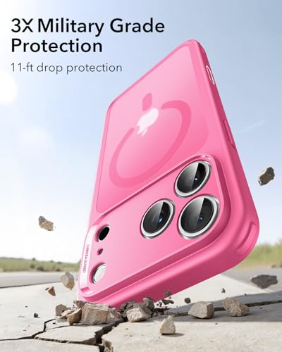 Image of ESR for iPhone 17 Pro Case, Camera Control Cover, Compatible with MagSafe, Shockproof Military-Grade Protection, Magnetic Phone Case for iPhone 17 Pro, Classic Hybrid Case, Frosted Pink