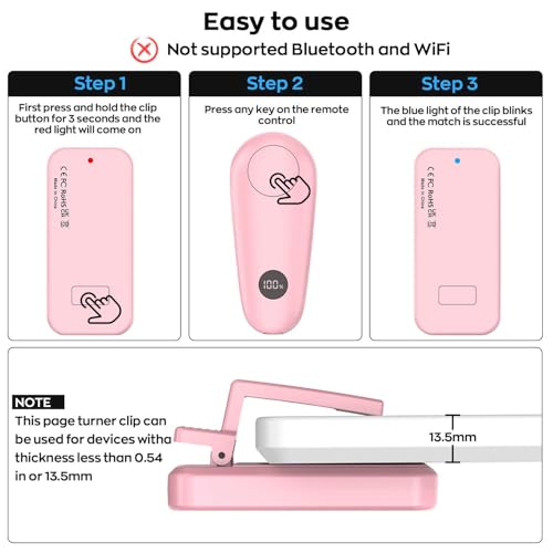 Image of Page Turner for Kindle, Remote Control Clicker for Kindle Paperwhite Colorsoft Accessories, Clicker Page Turner for iPad Tablets Reading Novels Taking, Pink