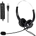 Produktbild USB-Headset mit Geräuschunterdrückung, PC-Headset, Inline-Steuerung, leichtes Computer-Headset für Skype-Computer, SoftPhone, Call-Center-klare Chat, Ultra komfortabel
