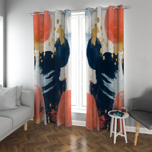 Rideaux occultants colorés à motifs dorés pour fenêtre de salon 132x245cm - 2