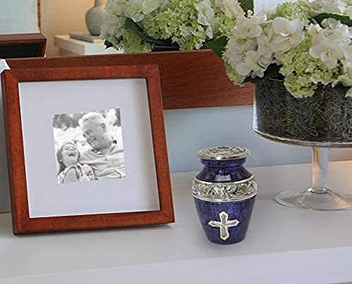 Image of Purple Love of Christ Cremation Urn for Ashes for Women - Personalized Cremation Urns for Human Ashes Adult Female Decorative Urns - Beautifully Handcrafted Cross Urn