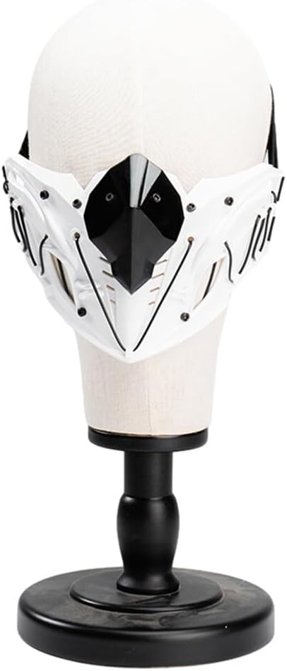 Cosplay Costume Tech Mask, Future Punk Half-Face Mechanical Tiger Mask, Cosplay Costume Props for Halloween, White, HP58LVJE08788JFEO4617Q5RS