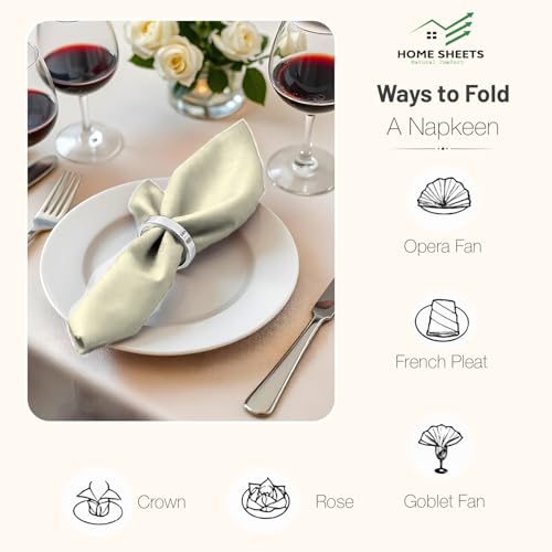 Image of 100% Cotton Dinner Napkins 12x12 Inch, Soft & Durable, Reusable Cloth Napkins for Dining, Events, and Everyday Use (Ivory, Set of 25 (12x12))