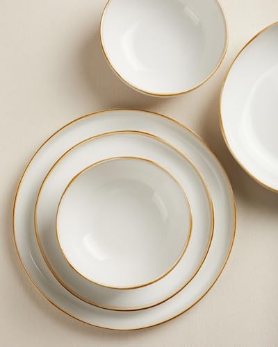Image of Extra Large Dinnerware Set for 12, 36 Pieces Ceramic Plates and Bowls Set, Kitchen Dish Set, Microwave & Dishwasher Safe Dishware, Ocean-Inspired Stoneware for Big Gatherings, White