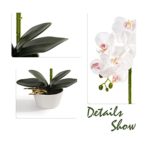 Orchid White Artificial Orchid Flowers Fake Orchid Phalaenopsis Orchid Plant In Pot For Home Decor Flower Arrangement With White Ceramic Vase Party Dining Table Centerpiece Decoration Height 17" #TOP5