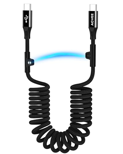 AGVEE 2 Pack 6ft Coiled USB-A to Lightning Cable [MFI Certified] Carplay