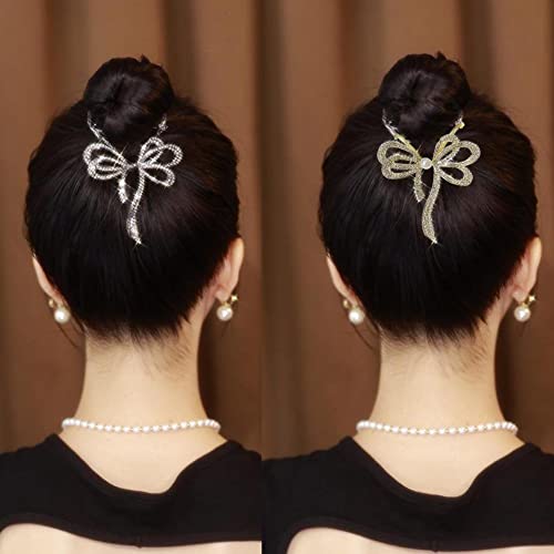 Ruifaya Grampo de garra de arco cintilante, laço leve de cabelo de sensação premium luxuosa, grampo
