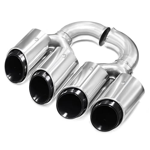 Tuyau d'échappement quad en acier inoxydable pour Porsche Cayenne 958.1 finition silver luxe