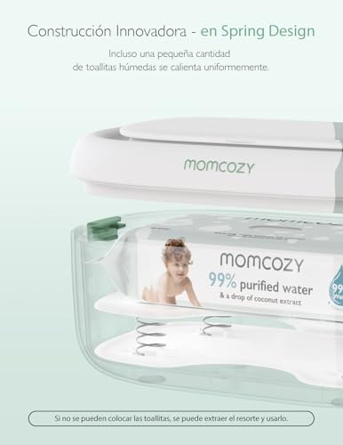 Momcozy Upgrade Wipe Warmer, Dual Seals for Maximum Moisture Wipe Dispenser, Innovative Spring Design, Compatible with 60-80pcs Wipes, Diaper Wipe Warmer with Night Light, 4 Modes of Temperature