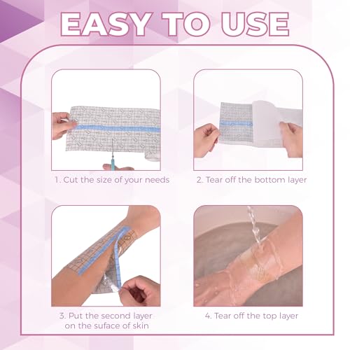 Image of Transparent Stretch Adhesive Bandage (10cm * 10 m) - Clear Waterproof Bandages Dressing Tape for Shower Tattoos, Second Skin Protection Supplies
