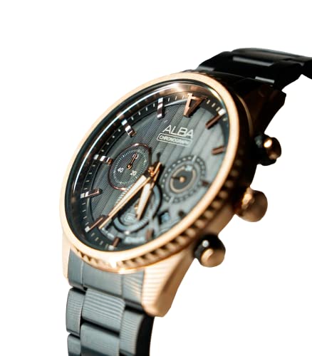 ALBA Stainless Steel Analog Black Dial Men Watch-At3H80X1, Black Band - Image 3