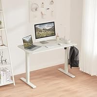 Amazon Basics Sitz-Steh-Schreibtisch, elektrisch höhenverstellbar, 120 x 60 cm, ergonomisch, mit einfacher Bedienung, Tischplatte und Rahmen in Weiß – Ansicht 2