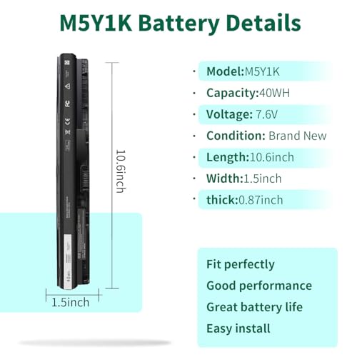 image for DMKAOLLK 40WH M5Y1K 14.8V Battery for Dell Inspiron 14 15 17 5000 3000