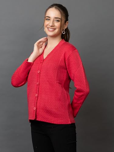 Image of Wear lusso Women Woolen V Neck Casual Wear Stylish Cardigan Sweaters for Winter with Side Pocket | Cozy and Warm Winter Sweater for Girls /Ladies