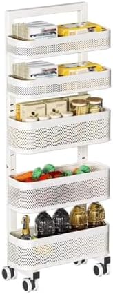 Mobile Rolling Storage Cart, 4/5/6-Tier Utility Rack with Mesh Baskets, Versatile Organizer Trolley for Bathroom & Kitchen, Space-Saving Shelving Solution