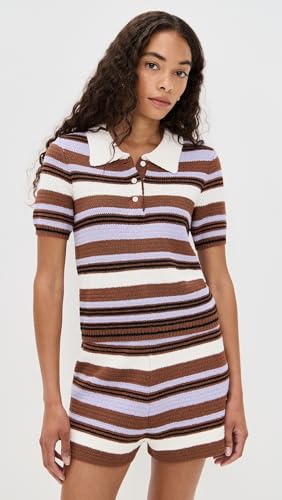 LE BOP Women's Striped Boucle Polo2