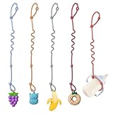 Hadnves 5 Stück Silikon Cup Catcher Spielzeug Trinkbecher Halteriemen Verstellbarer Kinderwagen-Gurt für Kinderwagen Hochstuhl Autositz Babytrage Autositz Hochstühle
