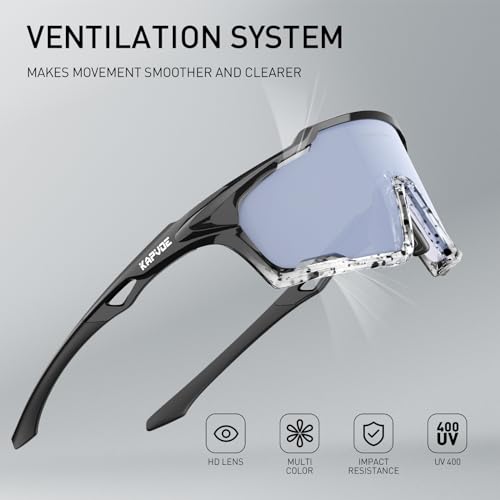 KAPVOE Óculos de ciclismo, lente de policarbonato, sistema de ventilação, armação TR90, proteção UV4