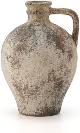 LUKA Ceramic Rustic Farmhouse Vase,8.25 inch Terracotta Vase with...
