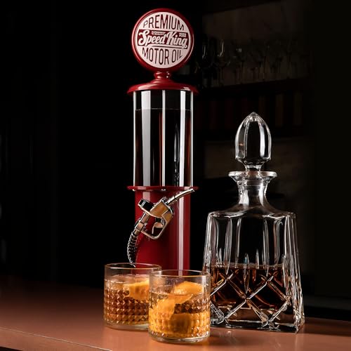 BLKSMITH Pump Liquor Dispenser for Home Bar | Vintage Style Red Plastic 30 Fl. oz Liquor Decanter for Man Cave Decor | Shot Dispenser for Scotch, Vodka, Cocktails, Non-Alcoholic Drink and More by BLKSMITH - Used condition - Image 9