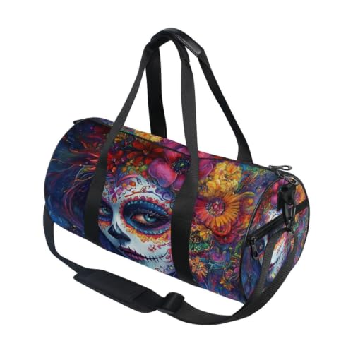Bolsa de gimnasio ligera con bolsillo interior y diseño de calavera