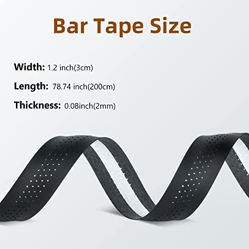Dosarzo Handlebar Tape, Comfortable Grip Bar Tape For Road Bike, Stable Adhesion Bike Handlebar Tape With Black Color - 2 Rolls(Expansion End Plugs) #TOP4