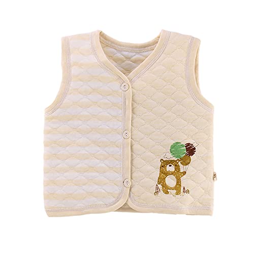 Alvivi Infant Baby Boys Girls Cotton Warm Vest Tops Button Down Sleeveless Cardigans Padded Waistcoat Apricot 6-12 Months #TOP21