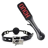 Hurinan Men/Woman's Breathable Leather Paly Buckle Belt Silicon Mouth Ball and Leather Paddle Spanking (2 Pieces)