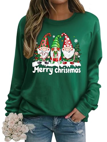 Image of Dresswel Womens Merry Christmas Jumpers Funny Gnome Dwarfs Xmas Sweatshirts