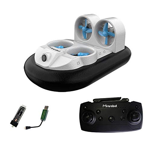 Mirarobot GV160 RC Boat EPP Remote Control Mini FPV Racing RC Drone with 5.8G 600TVL Camera Air Boat Amphibious Tiny Whoover Mini Hovercraft RTF for Pools and Lakes (FPV, Grey)