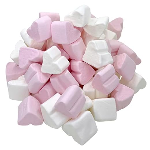 Stora skumsockerhjärtan marshmallow-hjärtan – godis för bröllop alla hjärtans dag mors dag fest – rosa och vit – fettfri glutenfri