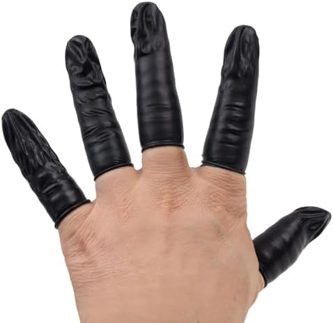 100 Pcs 65x25mm Black Finger Gloves Disposable, Fingers Protectors, Finger Cots for Beauty, Manicure, Massage, Industrial Use — 사진 3